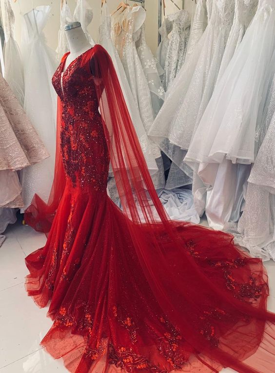 Charming Sexy A Line Prom Dress Unique red vintage wedding dress    cg16079