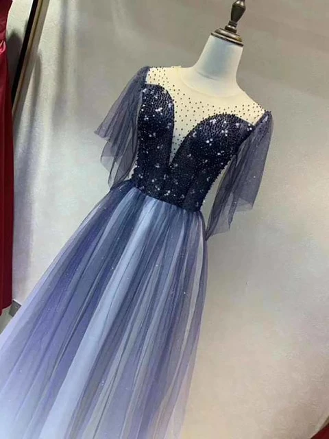 Ombre Tulle Long prom dress Ball Gown   cg19217