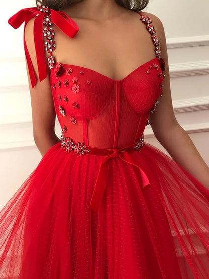 Elegant Red Beaded Floral Long Prom Dresses, Red Floral Long Formal Evening Dresses    cg19315