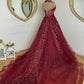 Fabulous A-line Halter Chapel Train Tulle Beaded Appliqued Prom Dresses   cg19375