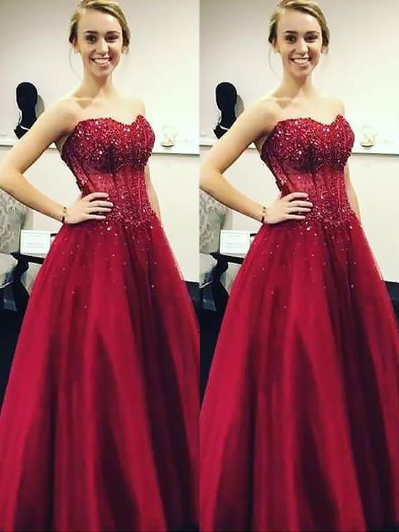 Ball Gown Sleeveless Sweetheart Beading Floor-Length Satin Dresses Prom Dress    cg19427