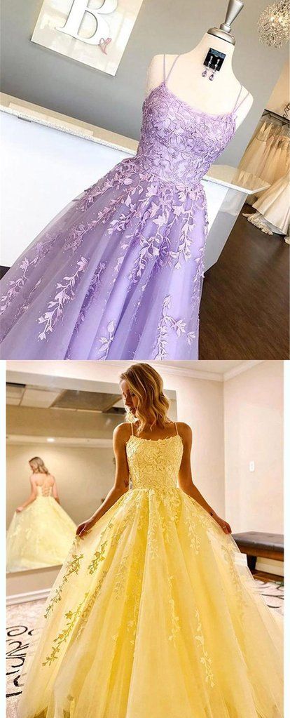Amazing Lilac Straps Long Lace Prom Dress with Appliques    cg19453