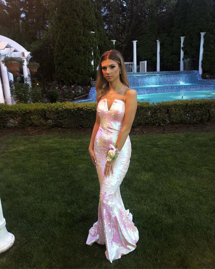 Mermaid Sequined Strapless Formal Dress Prom Gown   cg19500