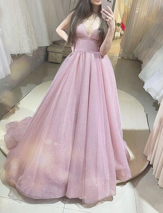 Sparkly princess ball gown prom dresses v neck empire for sweet 16 party    cg19635