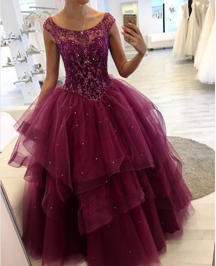 Charming Tulle Prom Dress With Beading    cg19683