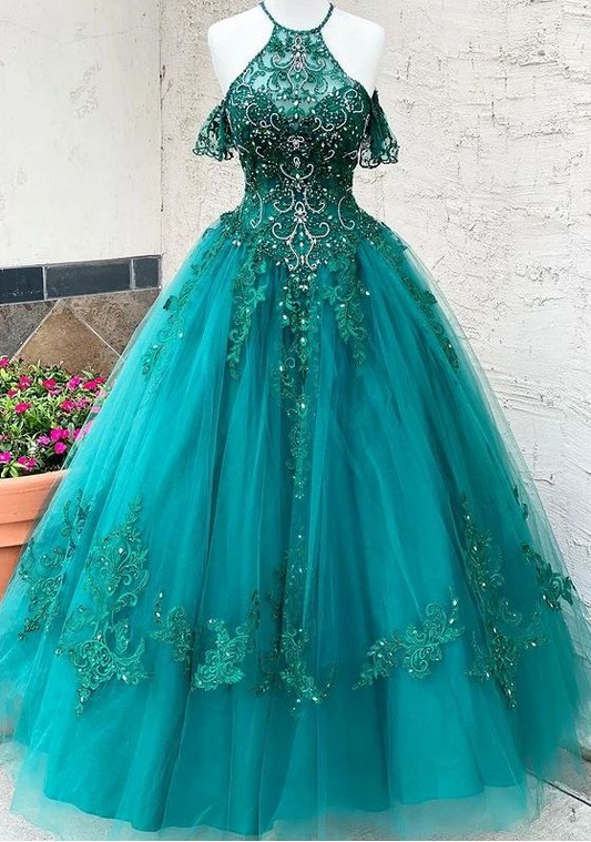 Long Prom Dresses with Appliques and Beading Winter Formal Dresses    cg19694