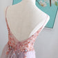 Tulle Pink Prom Dress With Slit Tulle Spaghetti Strap Jewelry Tulle Prom/Evening Dress Christmas Dress    cg19796