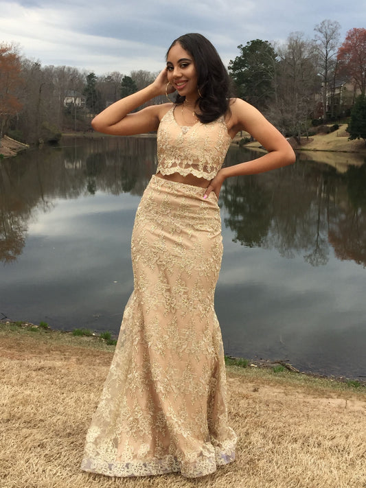 Prom Dresses two piece Lace Mermaid eveningDresses    cg19806