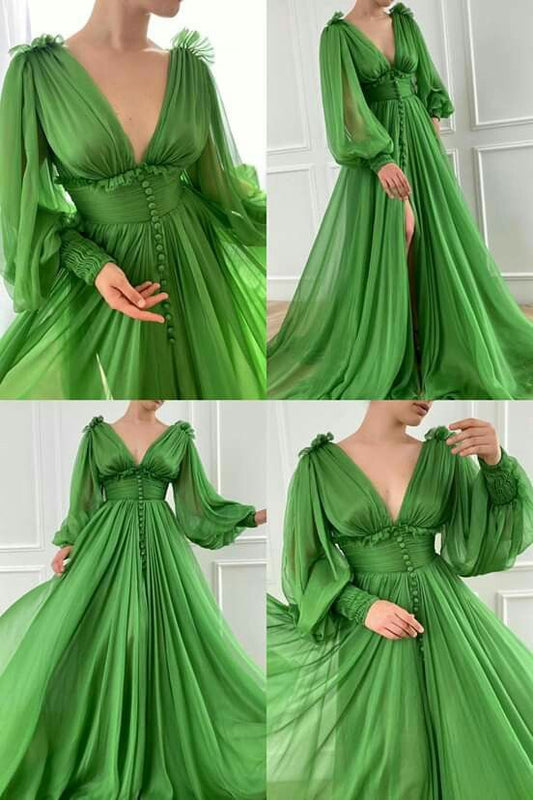 long prom dress full length fanshion dress,green evening dress    cg19871