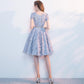 Sliver Grey Floral Lace Homecoming Dress    cg19925