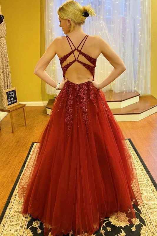 Elegant Cross Back Red Long Formal Dress long prom dress    cg19983