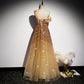 Glitter One Shoulder Sequined Gold Prom Dress    cg20051