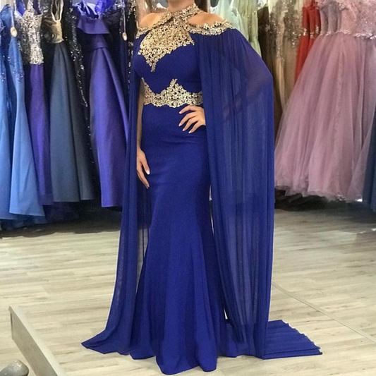 Evening Dresses Royal Blue Mermaid Prom Dresses With Appliques Long Special Formal Evening Gown   cg20153