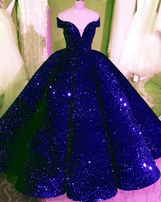 Sequin Ball Gown Dresses Off The Shoulder Prom Dress    cg20162