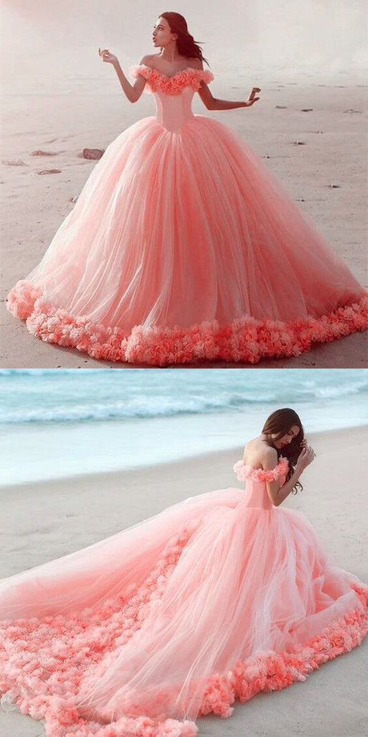 Sweetheart Tulle Long Evening Dresses,   Off Shoulder Prom Dresses    cg20181