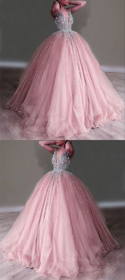 Pale Pink Princess Prom Dresses Ball Gown    cg20399