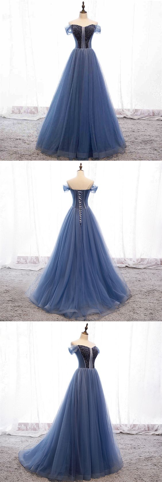 Modest Tulle A Line Long Prom Dresses Cap Sleeve Sweetheart Stunning Beading Prom/Evening Dress  cg2043