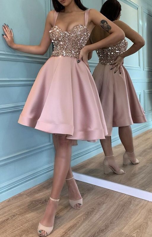 Short sequins beaded sweetheart ruffles homecoming dresses    cg20463