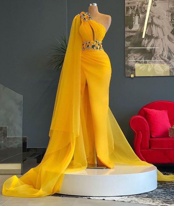 yellow Long Prom Dresses    cg20516
