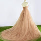 Champagne sweetheart neck tulle long prom dress, evening dress  cg20543