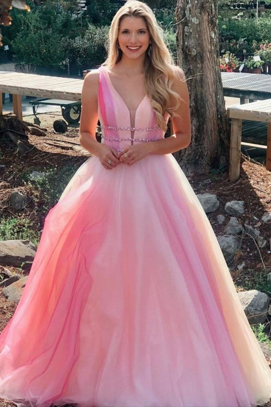 princess A-line ombre long prom dress formal dress   cg20548