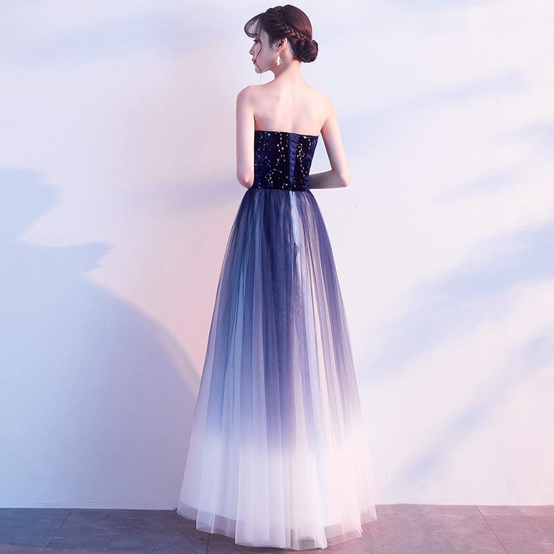 Blue Gradient Tulle Simple A-Line Party Dress, Blue Gradient Formal Dress Evening Dress Prom Dress     cg20573