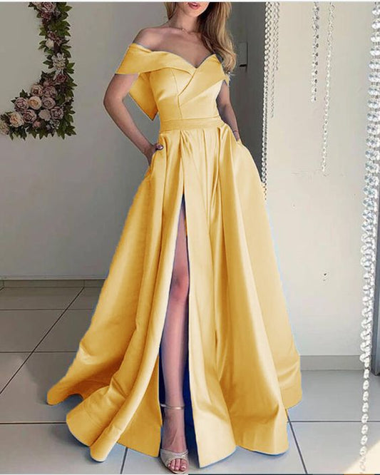 yellow long evening dress Prom Dress     cg20603