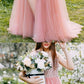 tulle prom dresses,pink prom dresses,tulle evening gowns,split prom dresses,long evening dress cg2072