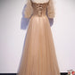 CUTE TULLE BEADS LONG A LINE PROM DRESS EVENING DRESS    cg20811