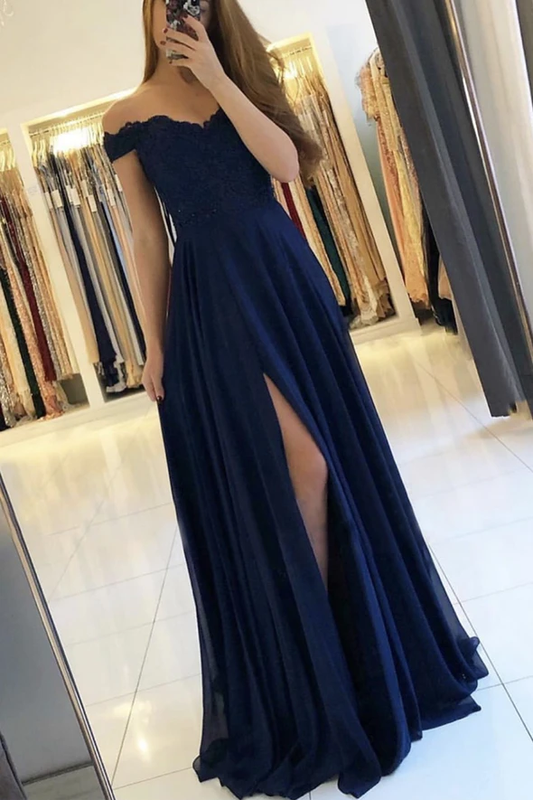 Cute chiffon lace long A line prom dress evening dress    cg20877