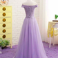 Light Purple Sweetheart Lace Applique Off Shoulder Prom Dress    cg20880