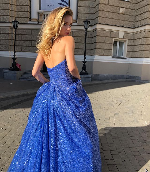 Bling A Line Sweetheart Royal Blue Long Prom Party Dress   cg20924