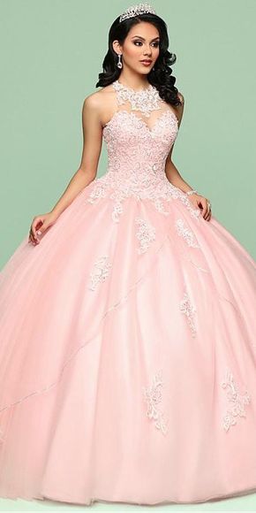 Fashionable Tulle Jewel Neckline Ball Gown Quinceanera prom Dress With Beaded Lace Appliques & Sequins  cg2100