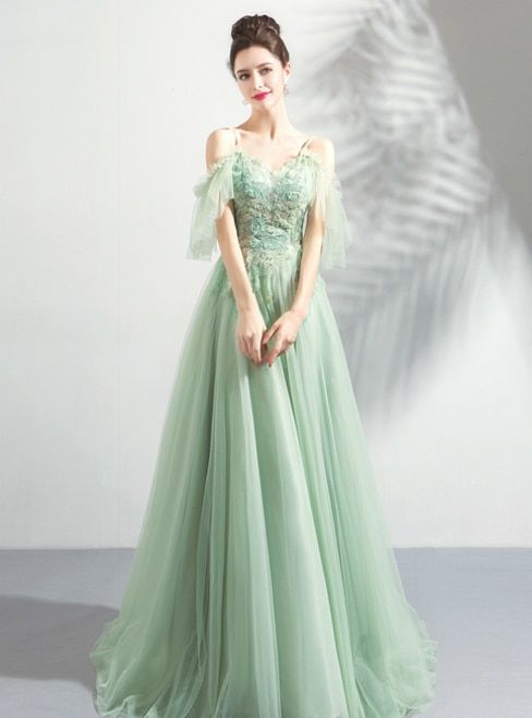 Tulle Spaghetti Straps Prom Gown    cg21078