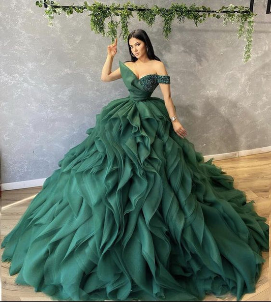 ball gown green Prom Dress, A Line Formal Evening Gowns    cg21081