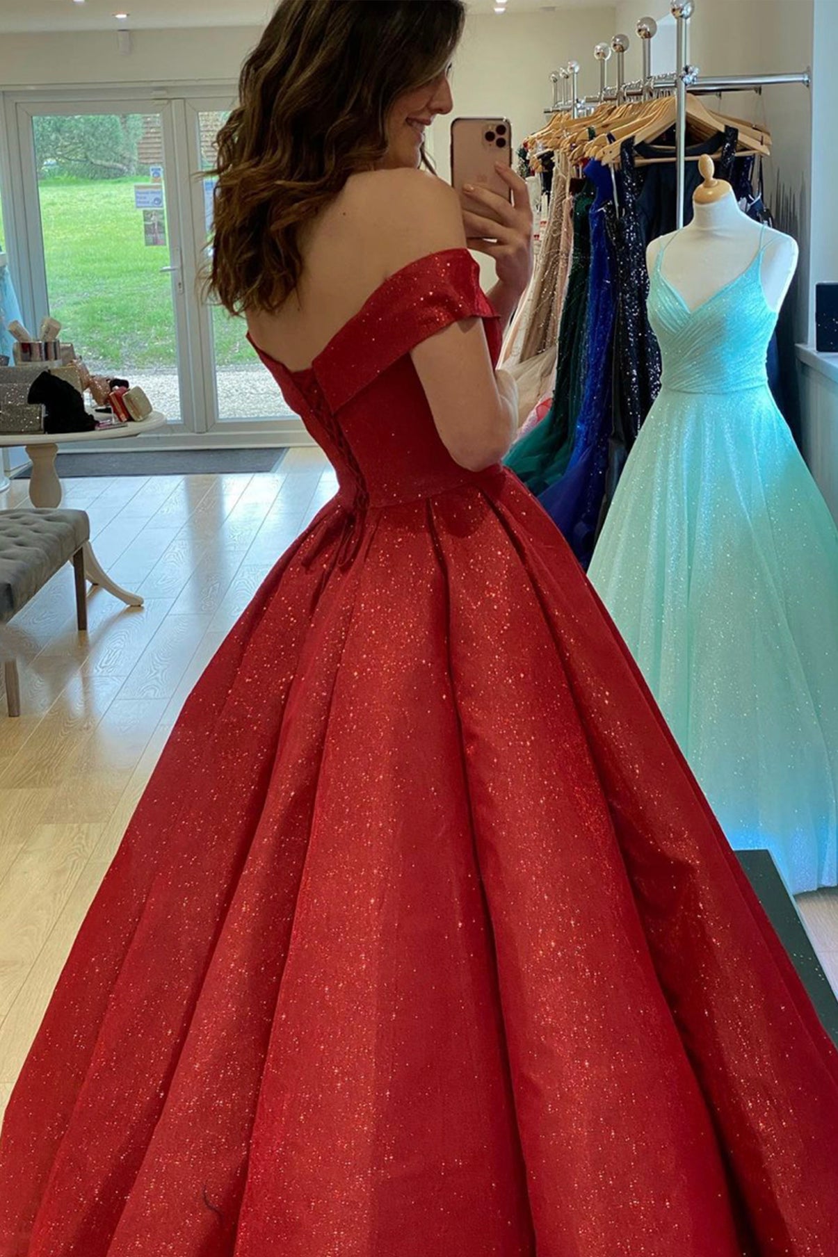 RED SATIN LONG A LINE BALL GOWN DRESS FASHION DRESS prom dress    cg21179