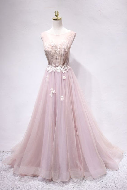 Handmade A-line Pearl Pink Long Formal prom Dress    cg21255