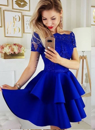 Beautiful Cute A Line Off the Shoulder Royal blue homecoming dress cg2131