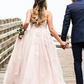 A Line V Neck Open Back Dusty Pink Lace Long Prom Dresses, Dusty Pink Lace Long Formal Evening Dresses, Pink Wedding Dresses    cg21320