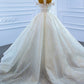 White Ball Gown Tulle Sequins Scoop Pearls Wedding Dress Party prom Dresses    cg21368