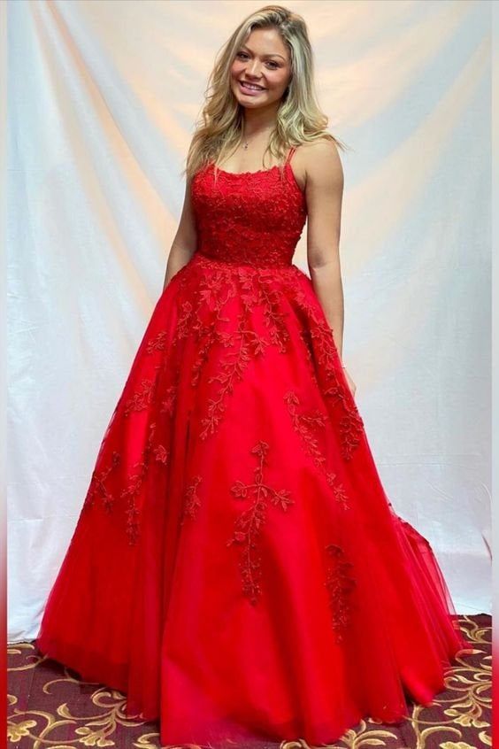 Red Prom Dress with Appliques,A Line Formal Evening dress   cg21450