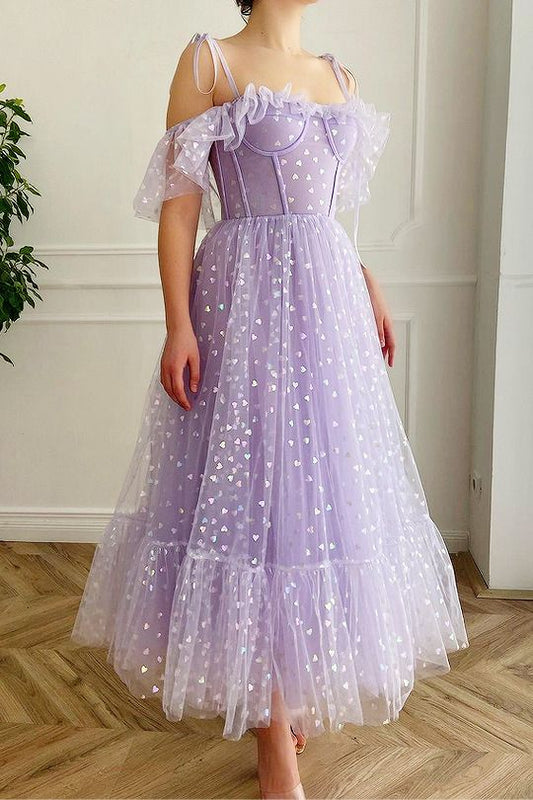 Purple Tulle Boho Prom Dresses Long Gown    cg21554