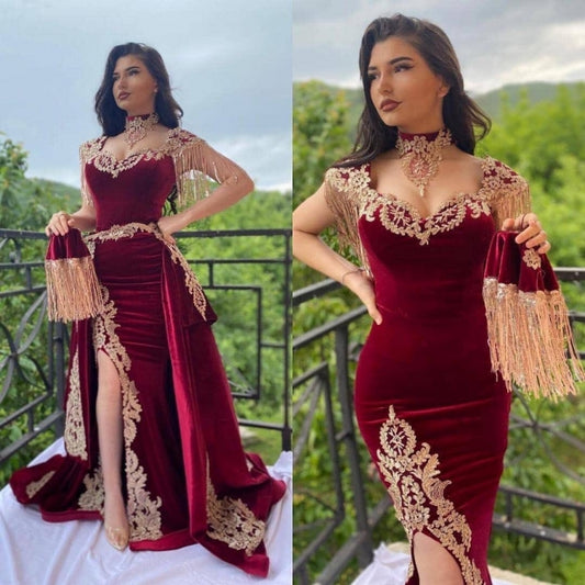 Wine red evening dresses long cheap | Velvet evening prom dresses    cg21590