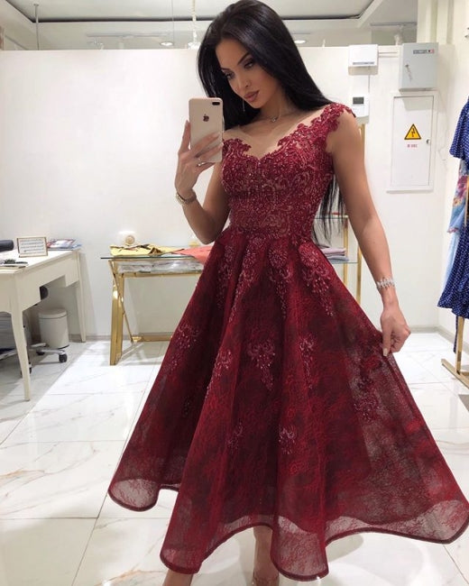 Designer Red Cocktail Dresses Online | Buy Lace Short Evening Dresses Prom dresses    cg21594