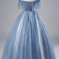 Blue tulle lace long ball gown dress formal dress Prom Dresses    cg21674