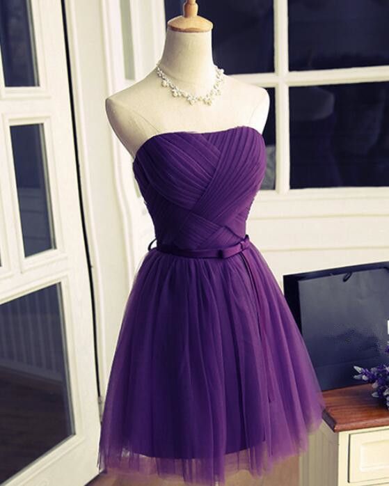 Dark Purple Short Tulle Homecoming Dresses cg2175 – classygown