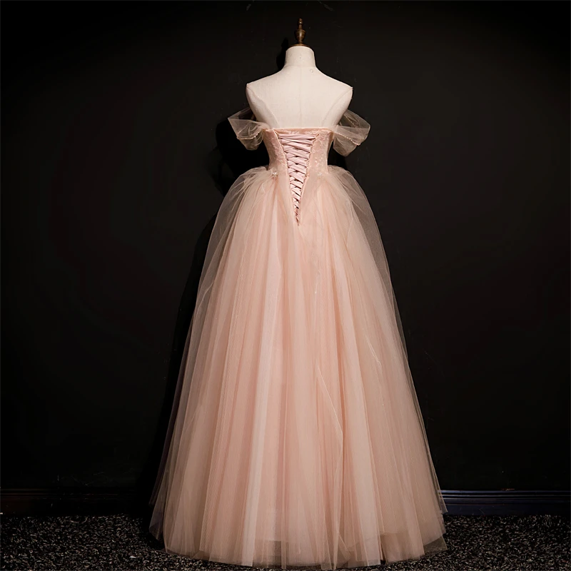 Pink Tulle Princess Beaded And Lace Long Formal prom Dress, Pink Party Dress Evening Dress    cg21801
