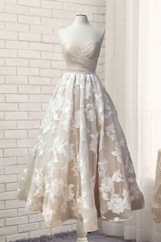 Sweetheart ivory lace long customize prom dress, ivory evening dress cg2193