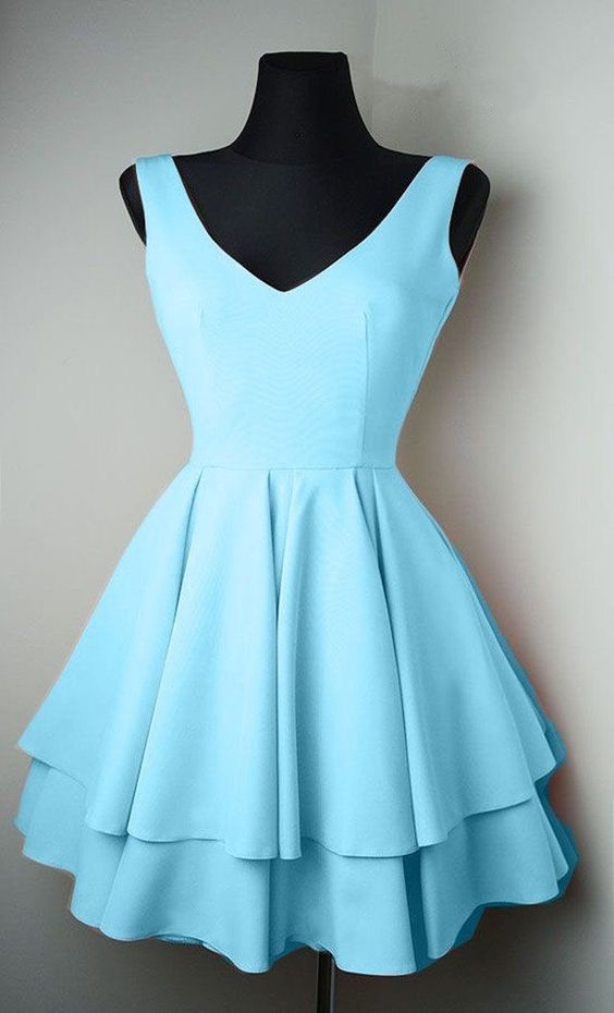 Two Layers Lovely Homecoming Dresses,Blue Graduation Dresses cg2205