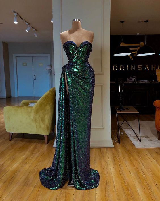 green Mermaid Sequins Maxi Dress Prom Dresses sequin dress cg22142 ...